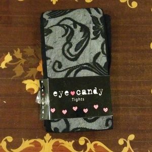 Black Pattern Jacquard Tights